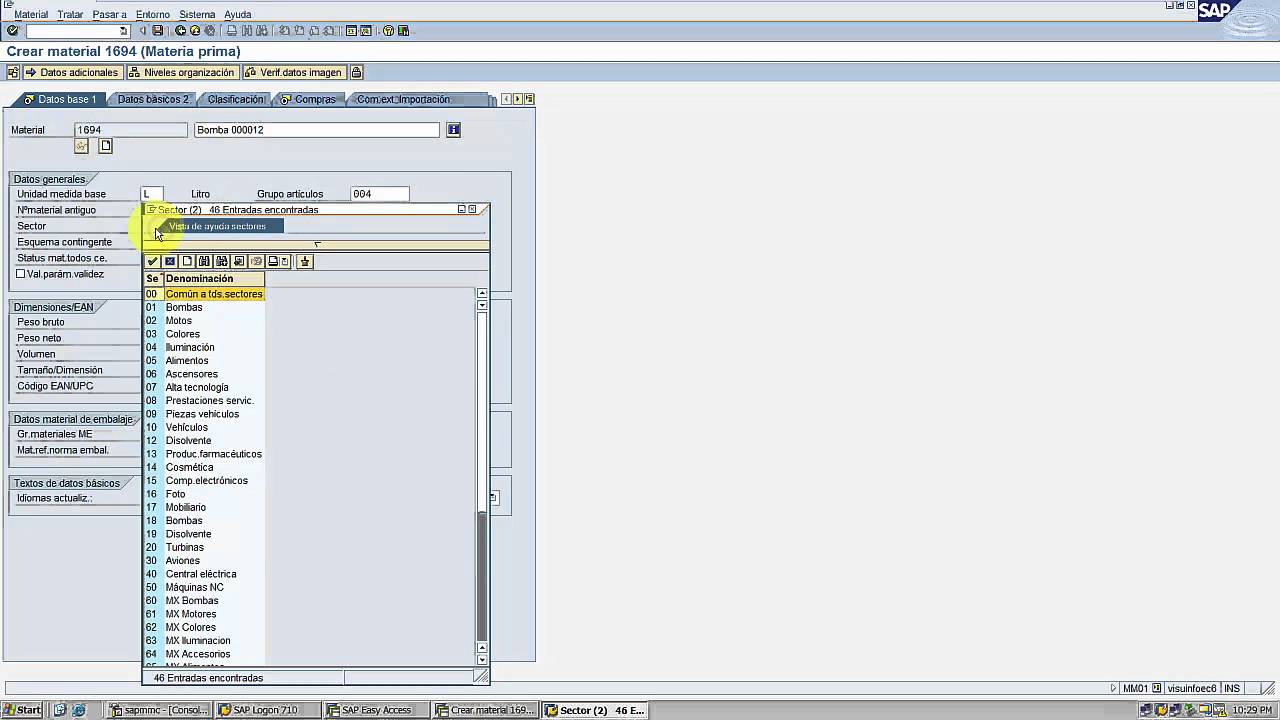 8.1 Curso SAP MM | Clase 1 Crear, modificar y mostrar un material.