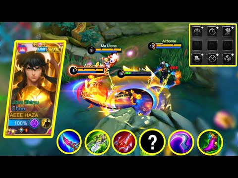 CHOU TOP 1 GLOBAL EMBLEM SET 2022 AND BUILD / CHOU NEW META GAMEPLAY - Mobile Legends