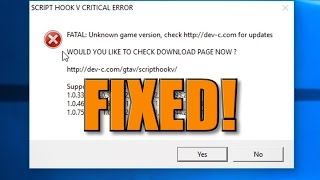 Gta 5 Script Hook V Critical Error Fix - WITHOUT Scripthook Update! *UPDATED &amp; WORKING 12/13/2018*