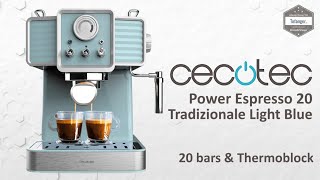 Cecotec Power Espresso 20 Tradizionale Light Blue - Espresso coffee machine 20 bars & Thermoblock