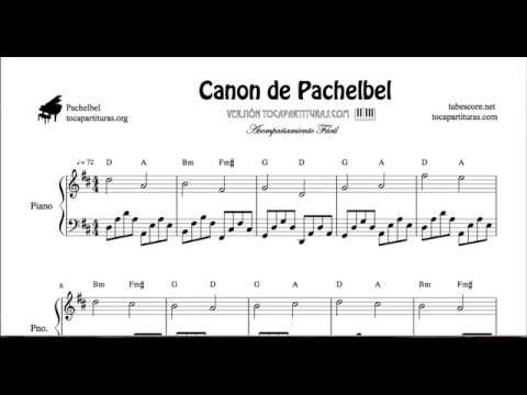 Canon de Pachelbel en Re Partitura de Piano (Melodía y Acompanamiento Facil)