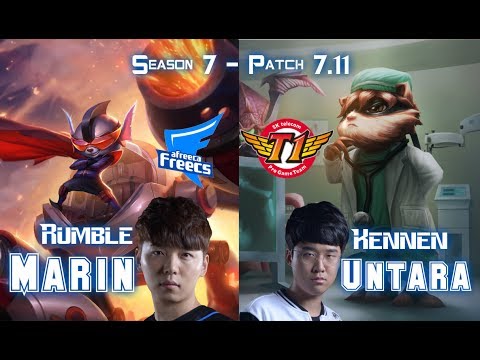 AFs MaRin RUMBLE vs SKT T1 Untara KENNEN Top - Patch 7.11 KR Ranked