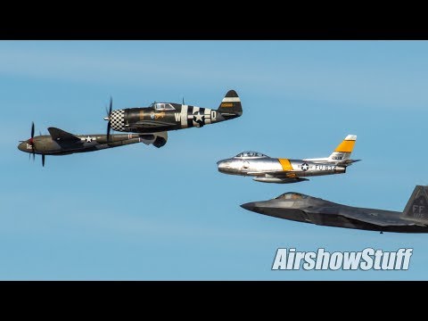 RARE Formation - F-22, P-38, P-47, F-86 Heritage Flight