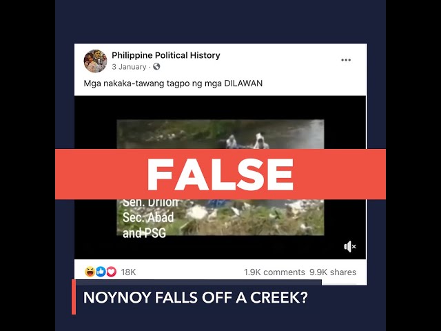 FALSE: Video shows former president Noynoy Aquino falling into creek