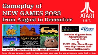 Gameplay of New 8 bit Atari games, August to December 2023 (part 2 of games from 2023)
