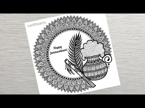 How to draw Mandala for Beginners flute feather mandala art flute feather drawing stepbystep