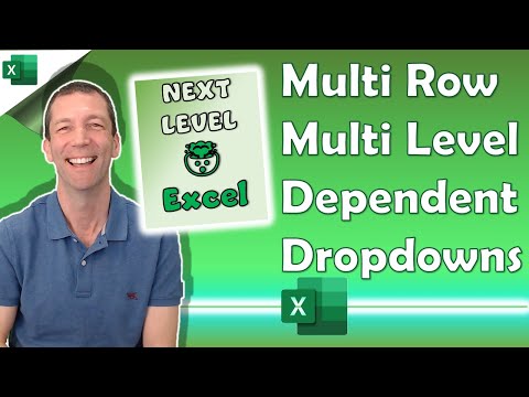 Excel Dependent Drop down list with multiple rows AND multiple levels