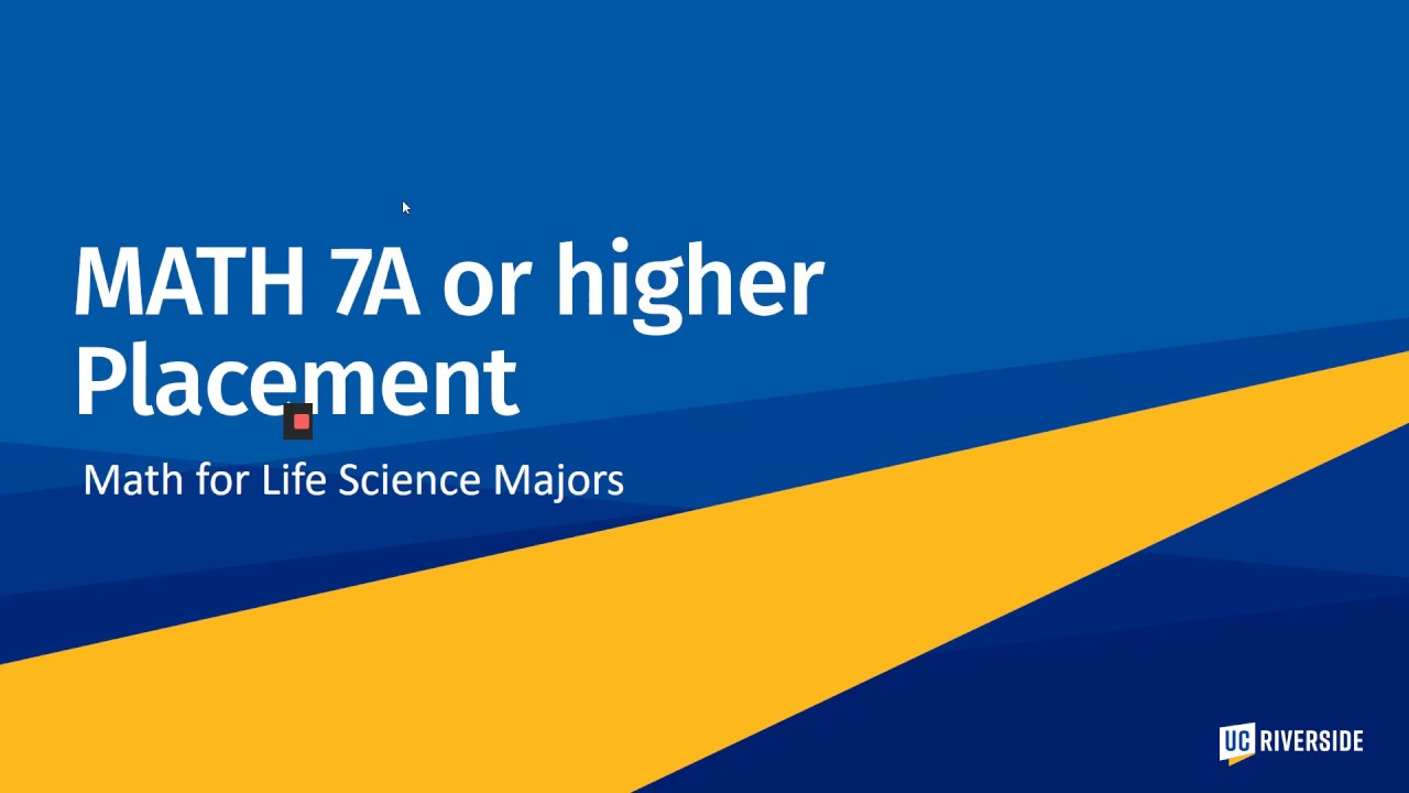 MATH7A Math Placement Video