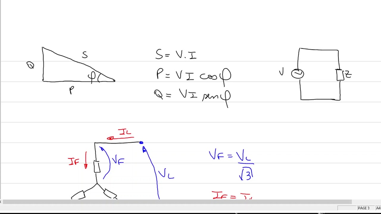 Cálculo de potência ativa em sistemas trifásicos em ligação estrela ou triângulo