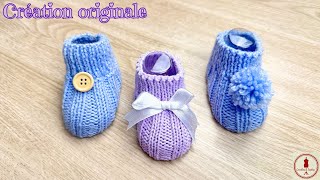 🔆💯Superbes BEBE  CHAUSSONS TRICOT 0 à 9 mois