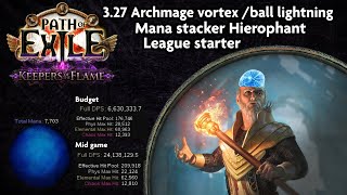 Path of exile 3.27 | Vortex of projection/Ball lighting Hierophant mana stacker league starter guide