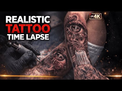 Realistic Tattoo Time Lapse | Black & Grey Sleeve Process