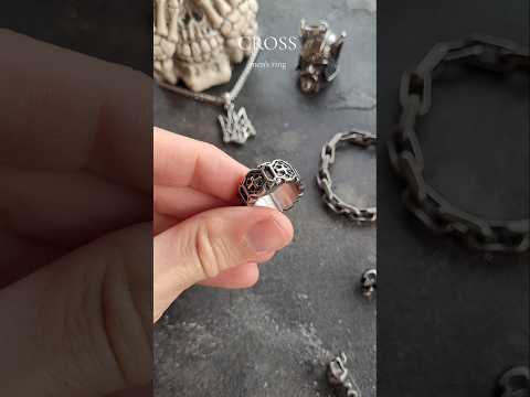 Кольцо печатка перстень мужское стальное CROSS 18 из медицинской нержавеющей стали 316L Крест - фото 1 - id-p1524298486
