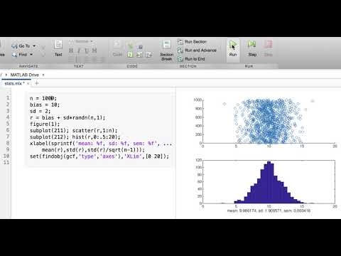 Mean, SD, and SEM using MATLAB