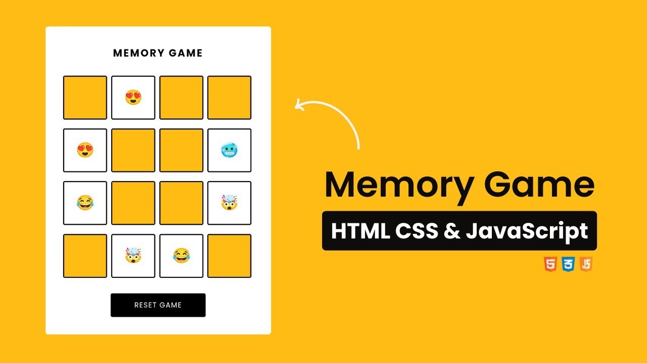 Memory Card Game using HTML CSS & Javascript | Memory Card Game using Javascript | Code With Harsh