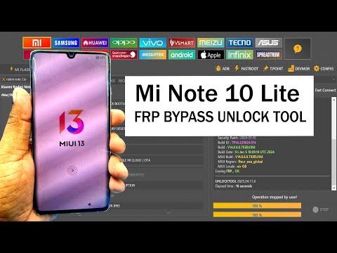 Mi Note 10 Lite (toco)( SFNEUVF) FRP Bypass Unlock Tool
