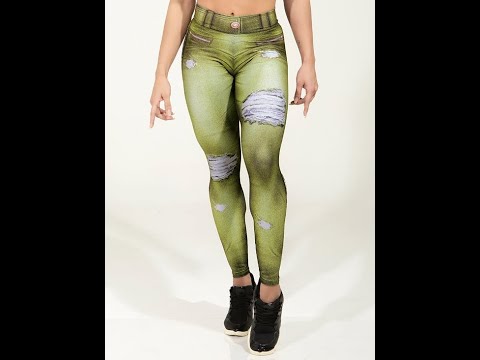DYNAMITE Brazil Leggings Fake Jeans Boreal - Green