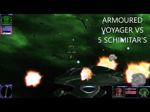 Armoured USS Voyager VS 5 Scimitar’s | Janeway VS Shinzon | Star Trek Bridge Commander Battle.
