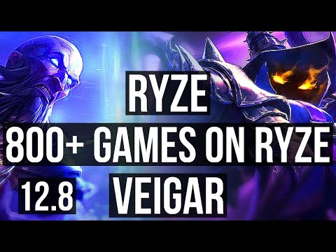 RYZE vs VEIGAR (MID) | 1.4M mastery, 800+ games, Dominating | EUW Grandmaster | 12.8