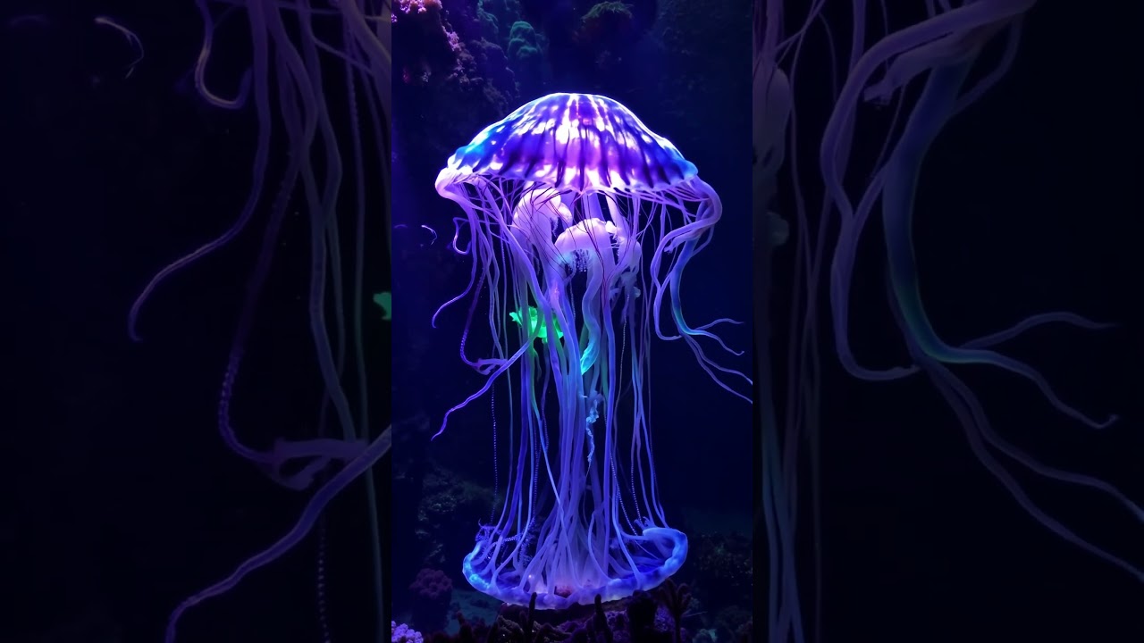 Giant jellyfish lights up the deep ocean with its glowing beauty!  #ViralVideo #Jellyfish #Glow