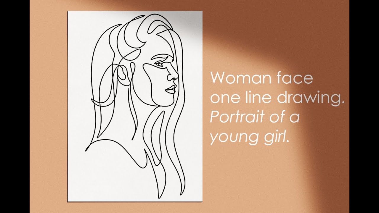Woman face one line drawing. portrait of a young girl. Minimalist style art. Custom line portrait