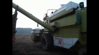 preview picture of video 'mietitura soia claas dominator 86 e jonh deere 6510'