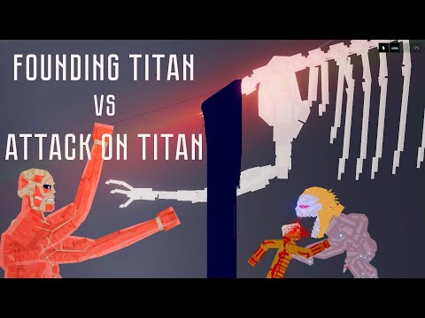 Attack on Titan vs Eren Titan Founding Titan and War hammer Titan│PEOPLE PLAYGROUND