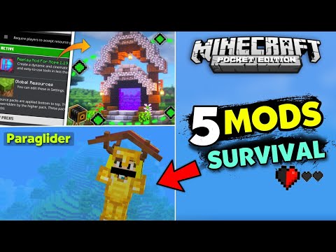 Top 5 Best Survival Mods For Minecraft PE || Survival Mods For MCPE || Vizag OP