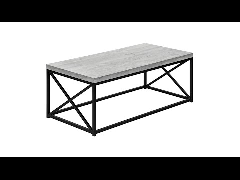 I 3417 Coffee Table - Grey Reclaimed Wood-Look/ Black Metal - Monarch Specialties
