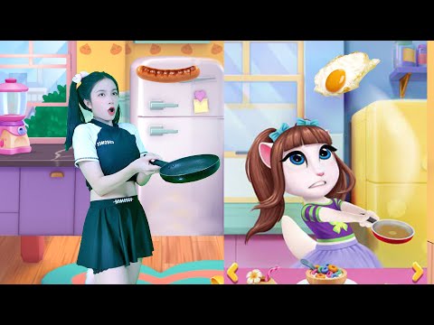 Imitate Angela as a Clumsy Chef | My Talking Angela 2 In the Real Life