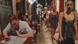 The Nightlife Street Scene in Zadar, Croatia