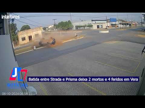 Vídeo mostra batida entre Strada e Prisma deixa 2 mortos e 4 feridos em Vera