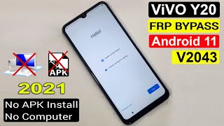 ViVO Y20 (2043) FRP Bypass Android 11 | ViVO Y20 FRP Unlock & Google Lock Bypass New Trick 2021 |