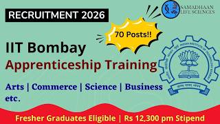 IIT Bombay Apprenticeship 2026 | 70 Posts | Freshers | ₹12,300 Stipend | Apply Online