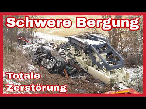 ❌GIGA BERGUNG mit 450 Tonnen Kran‼️Tödlicher Schwertransport Unfall auf A9🆘Baumaschine überschlagen❌