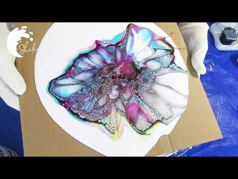 80. Sheleeart - The switcheroo! I transferred this pour from card to a panel to get different cells.