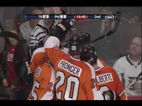 Jeff Carter scores vs Lightning - 11-2-09