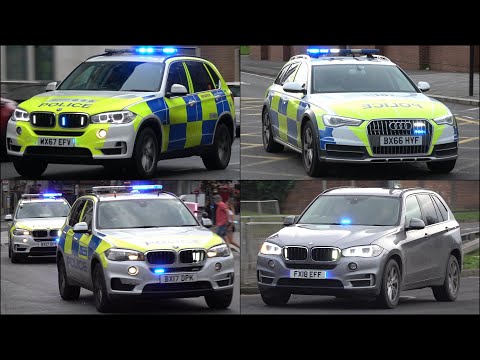 Armed police cars responding with horn, siren and lights (Mega Compilation)