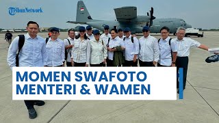 Menteri & Wamen Kabinet Merah Putih Berburu Momen: Swafoto Seru Sebelum Naik Hercules di Halim!