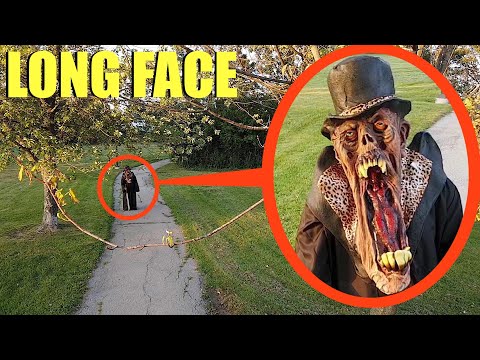 drone catches Long Face the Demon following people in the park (we found him)