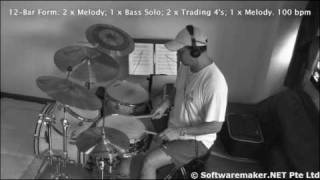 Playing Drums to a easy tempo minor 12-Bar Blues