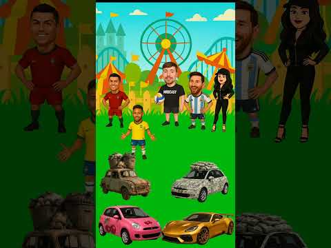 Who Should Drive the Trash Car? Messi vs Ronaldo vs Neymar vs mrbest Challenge! 🚗💰🍓 #ronaldo #Messi
