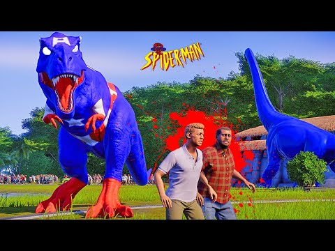 T-Rex Captain America, Spiderman I-Rex vs T-Rex, Minecraft Spinosaurus Dinosaurs Fighting 🌍 JWE
