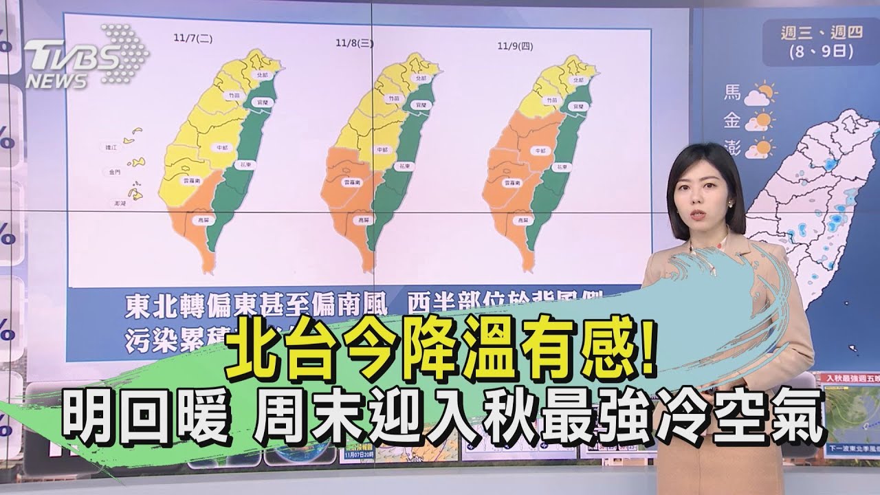 北台今降溫有感!明回暖 周末迎入秋最強冷空氣