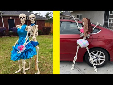 🎃 Funny Yard Halloween Skeleton Displays That’ll Crack You Up! PART 1 | Adriana Minadi