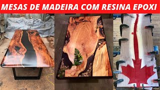 MESAS DE MADEIRA COM RESINA EPOXI - Incrveis Designers  MESA de MADEIRA Com RESINA EPOXI