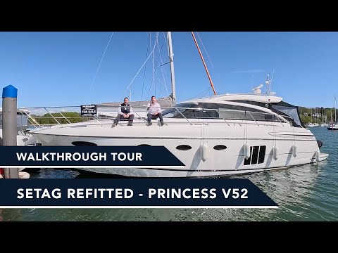Stunning Princess V52 Yacht / Boat Walkthrough Tour - Setag Refit - Catapillar Engines MUST SEE!