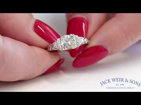 Art Deco GIA Round Brilliant Cut Diamond Platinum Ring