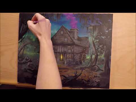 Hocus Pocus - Witch House Halloween Acrylic Painting Time Lapse