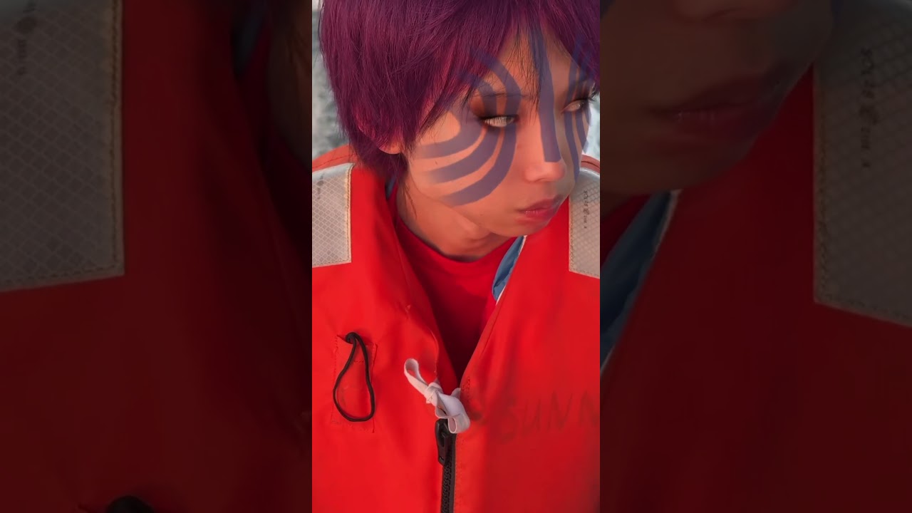 猗窩座が船でおにぎり頬張ってた#鬼滅キッズ#鬼滅の刃